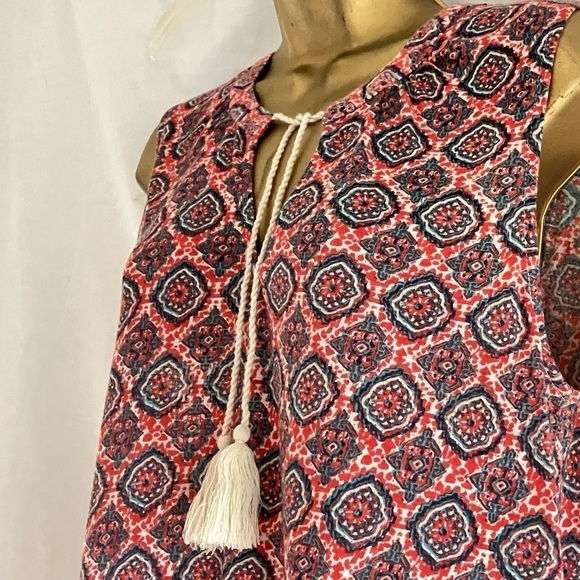 NWT Lucky Brand Cotton Paisley Sleeveless Blouse M Tribal Western Boho Cottage - Picture 5 of 10